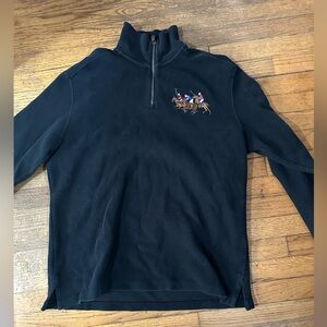 Polo by Ralph Lauren Black Quarter-Zip Sweater with Polo Player Embroidery